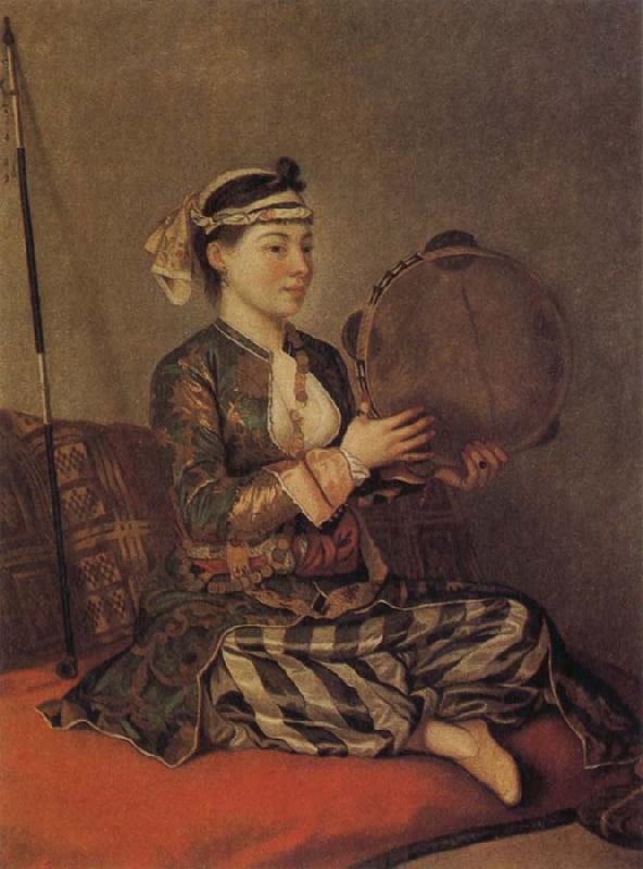 Jean-Etienne Liotard Turkish Woman with a Tambourine Sweden oil painting art